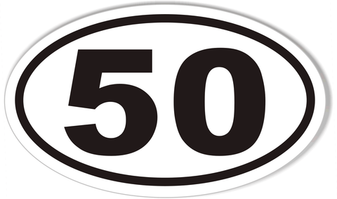 1-50 Numbered Golf Cart Oval Bumper Stickers