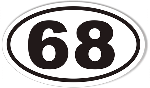 1-68 Numbered Golf Cart Oval Bumper Stickers