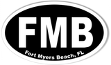 FMB Fort Myers Beach, FL Oval Bumper Sticker