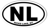 NL NICKS LAKE, NY Oval Bumper Stickers