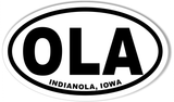 OLA INDIANOLA, IOWA Oval Bumper Stickers