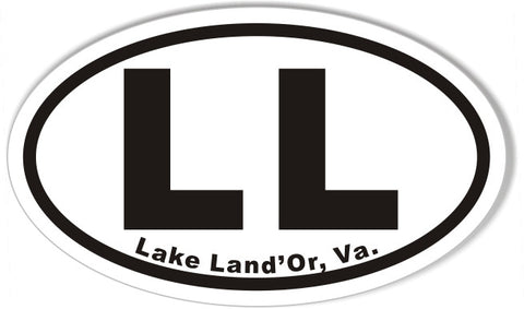 LL Lake Land 'Or, Va. Oval Bumper Stickers