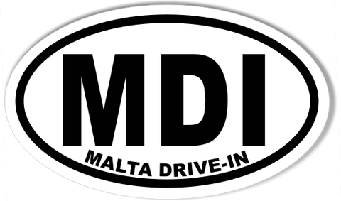 MDI MALTA DRIVE-IN Custom Oval Bumper Stickers
