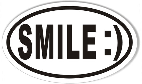 SMILE :) 3x5 Inch Custom Oval Bumper Stickers